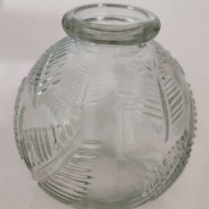 soliflore boule verre transparent motif feuille