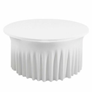 Housse de table (Nappe) jupon ronde en lycra blanche